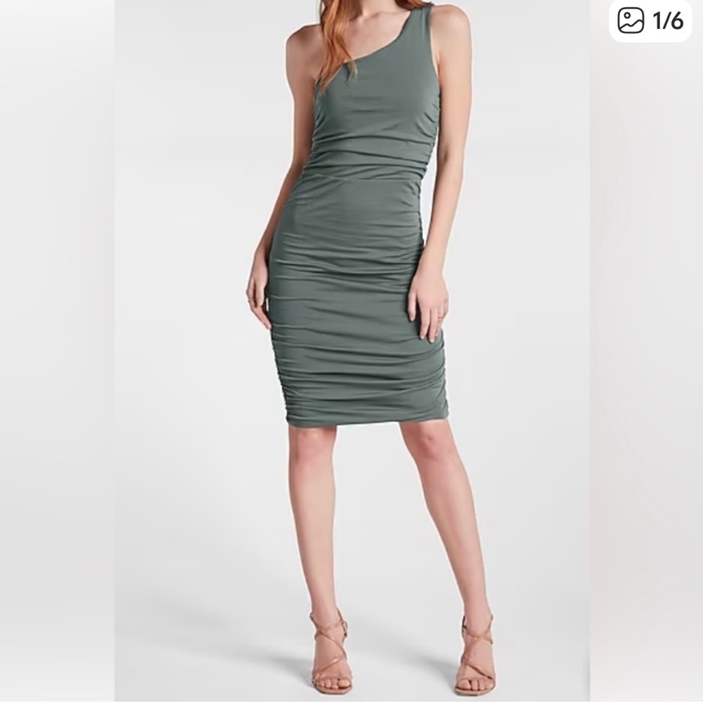 Express Body Contour One Shoulder Ruched Dress